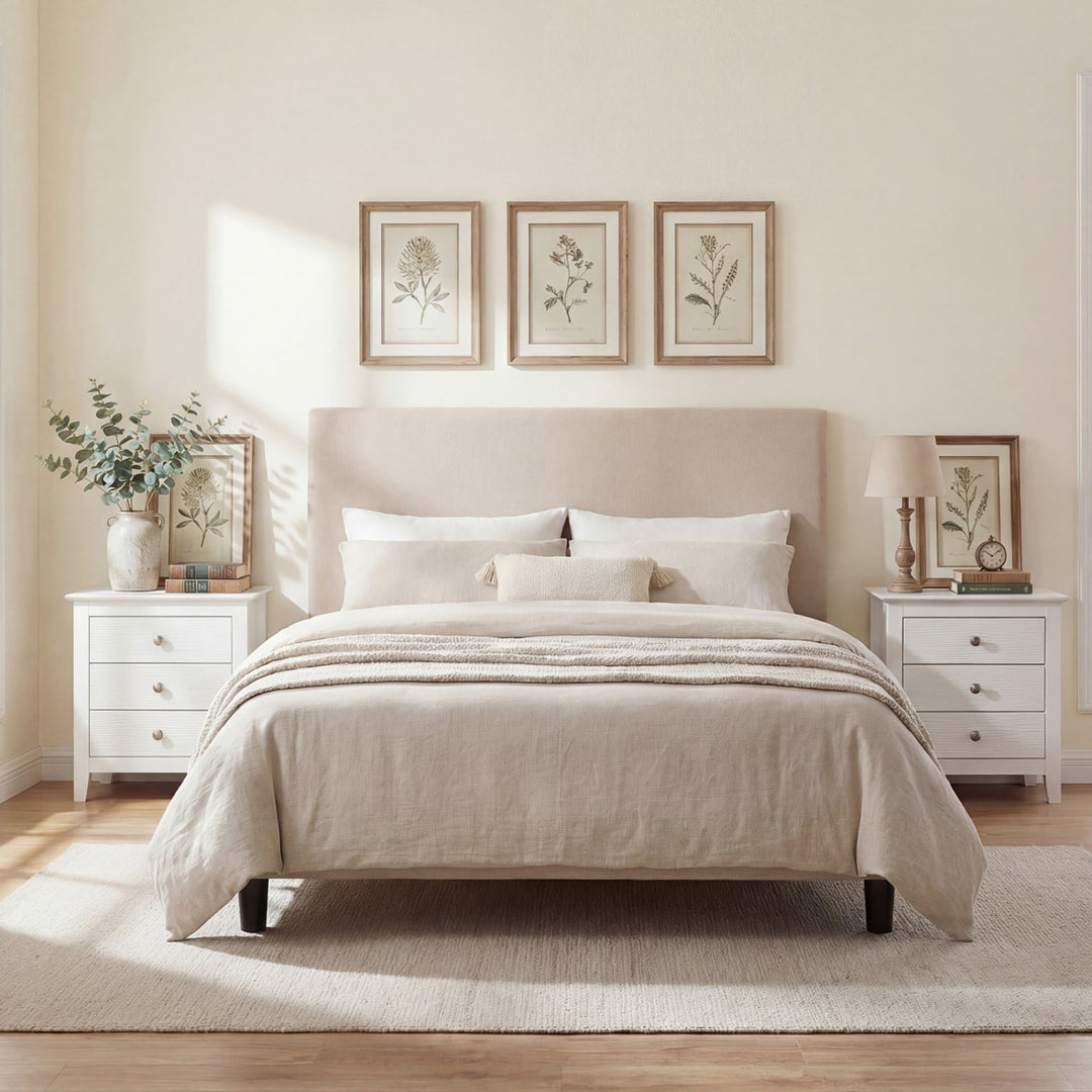Modern Farmhouse 3-Drawer NightStand with Wood Grain Accents and Sleek Knobs
