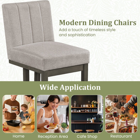 Modern Farmhouse Fabric Dining Chairs Set of 4 with 5.5" Thickened Padded Seat