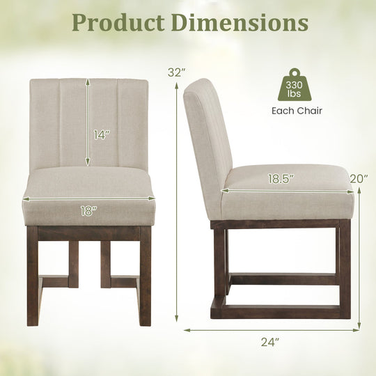 Modern Farmhouse Fabric Dining Chairs Set of 4 with 5.5" Thickened Padded Seat