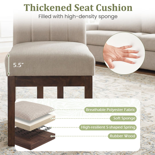 Modern Farmhouse Fabric Dining Chairs Set of 4 with 5.5" Thickened Padded Seat