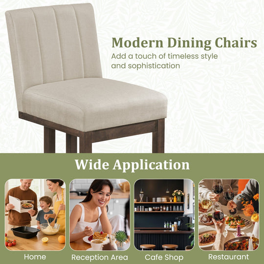 Modern Farmhouse Fabric Dining Chairs Set of 4 with 5.5" Thickened Padded Seat