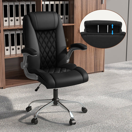Executive Office Chair with Adjustable Headrest and Rocking