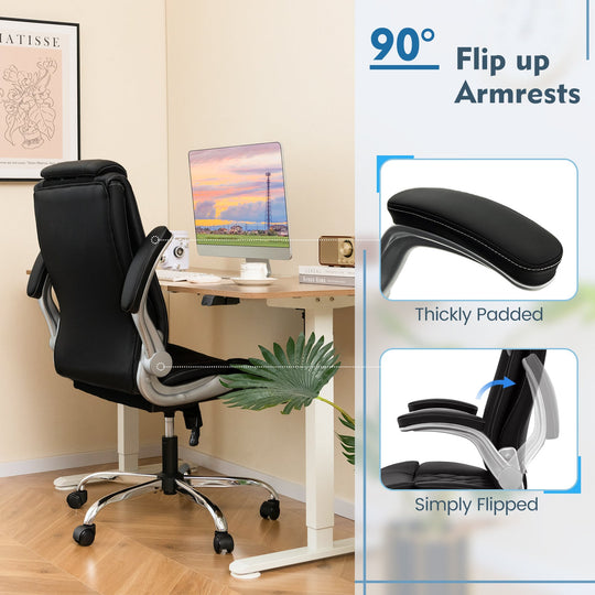 Executive Office Chair with Adjustable Headrest and Rocking