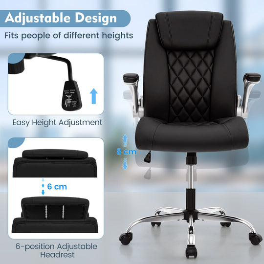 Executive Office Chair with Adjustable Headrest and Rocking
