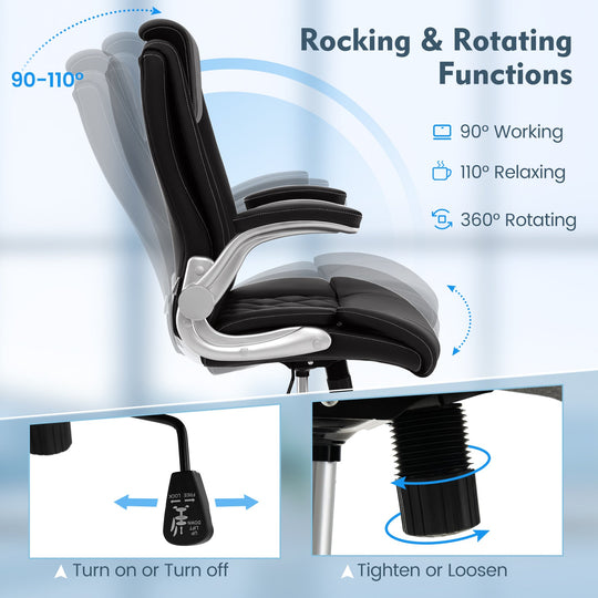 Executive Office Chair with Adjustable Headrest and Rocking