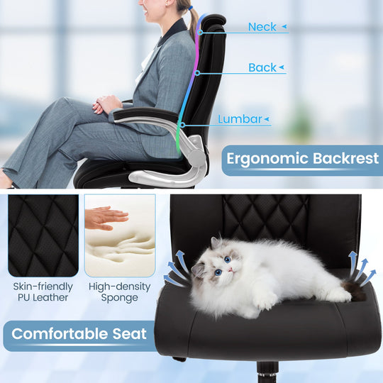 Executive Office Chair with Adjustable Headrest and Rocking