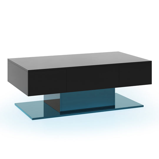 Modern LED Coffee Table with 20 Color LED Lights and 2 Storage Drawers