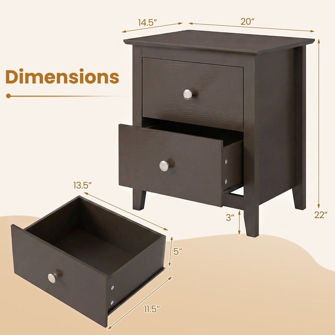 Modern Nightstand with 2 Drawers for Small Spaces