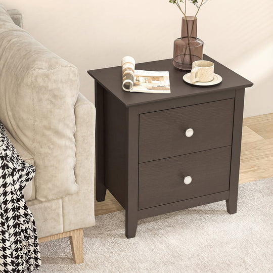 Modern Nightstand with 2 Drawers for Small Spaces