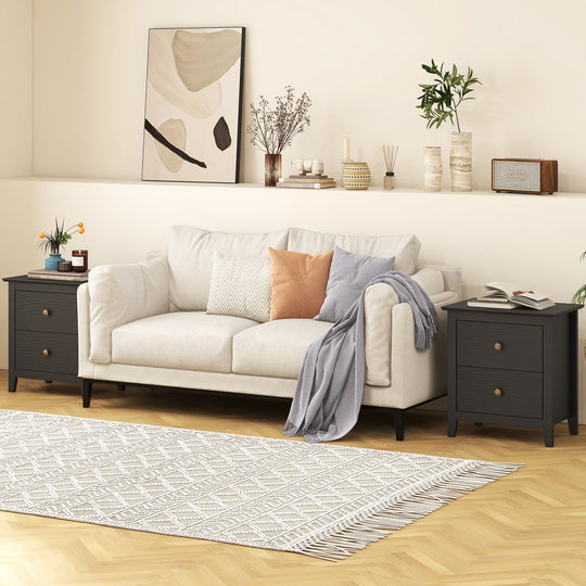 Modern Nightstand with 2 Drawers for Small Spaces