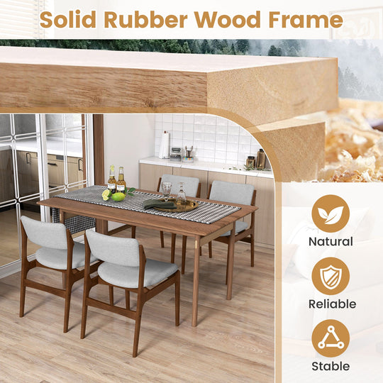 Modern Padded Dining Chairs with Rubber Wood Legs Set of 2-Brown