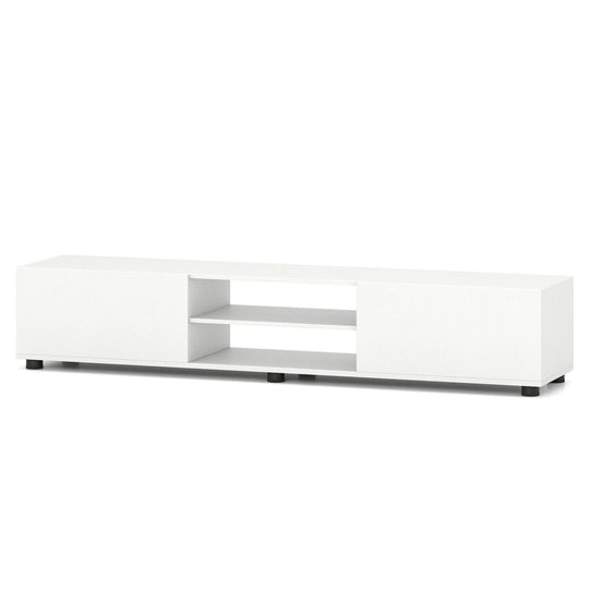 Modern TV Stand for up to 70" TVs Minimalist Entertainment Center with 2 Doors and Open Shelves-Rustic Brown