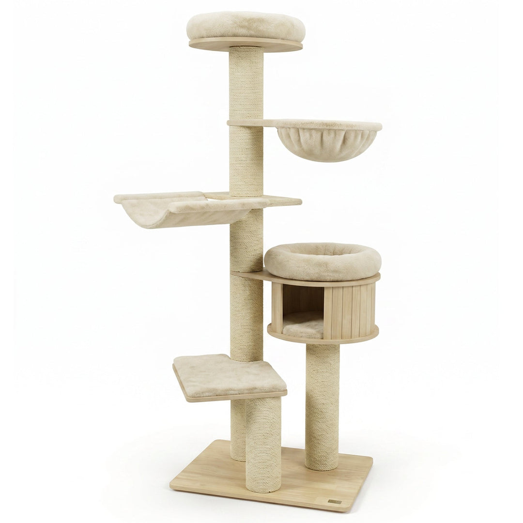 75.5" Tall Cat Tree with Sisal Posts, Hammock & Basket