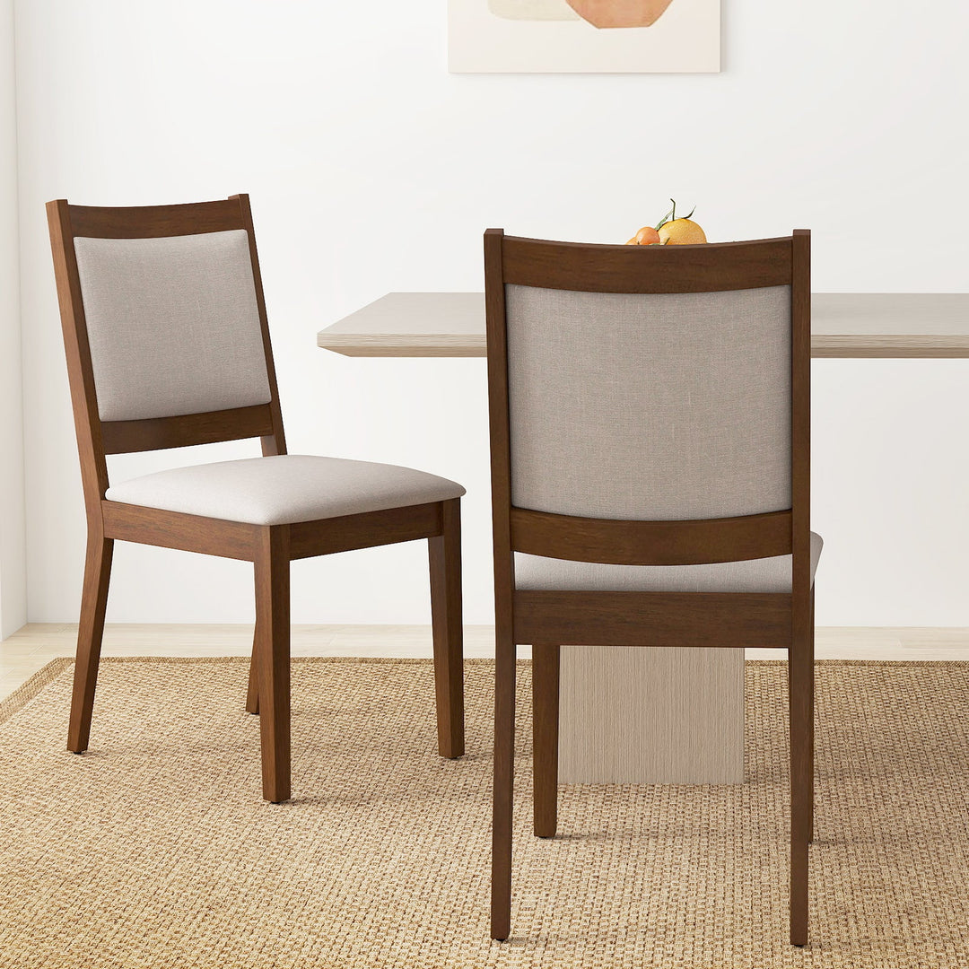 Modern Dining Upholstered Kitchen Chair Set of 2 with Padded Backrest-Brown