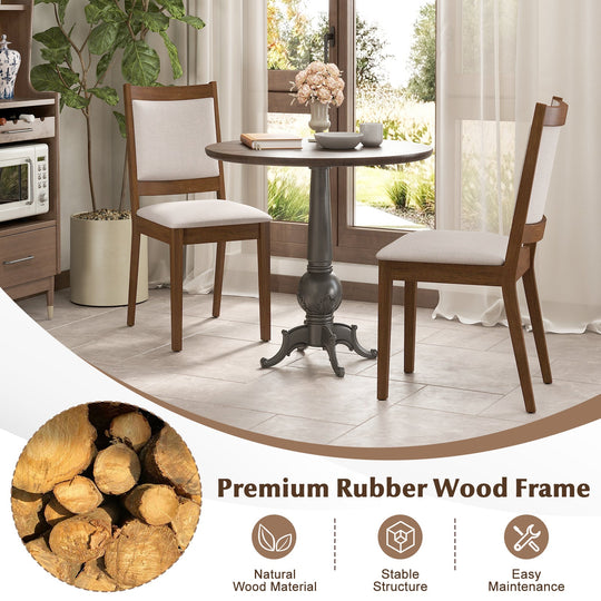 Modern Dining Upholstered Kitchen Chair Set of 2 with Padded Backrest-Brown
