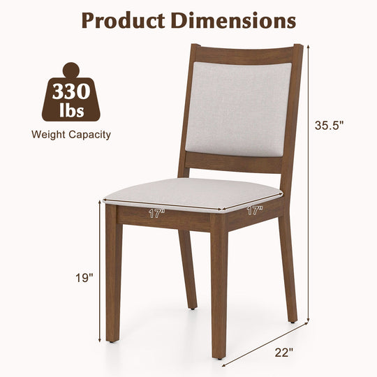 Modern Dining Upholstered Kitchen Chair Set of 2 with Padded Backrest-Brown
