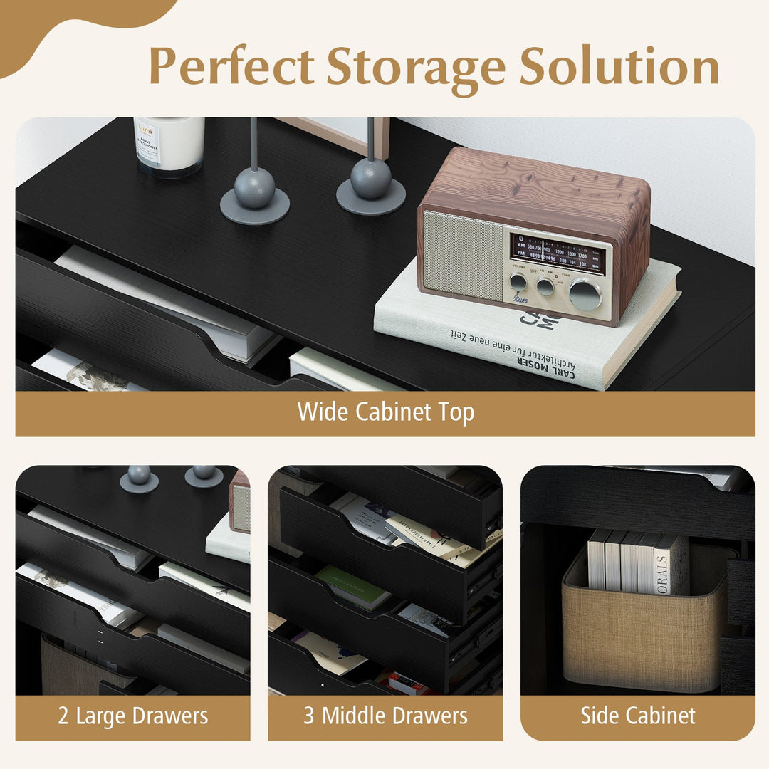 Modern Vertical 5-Drawer Mobile Chest with Door 5 Casters