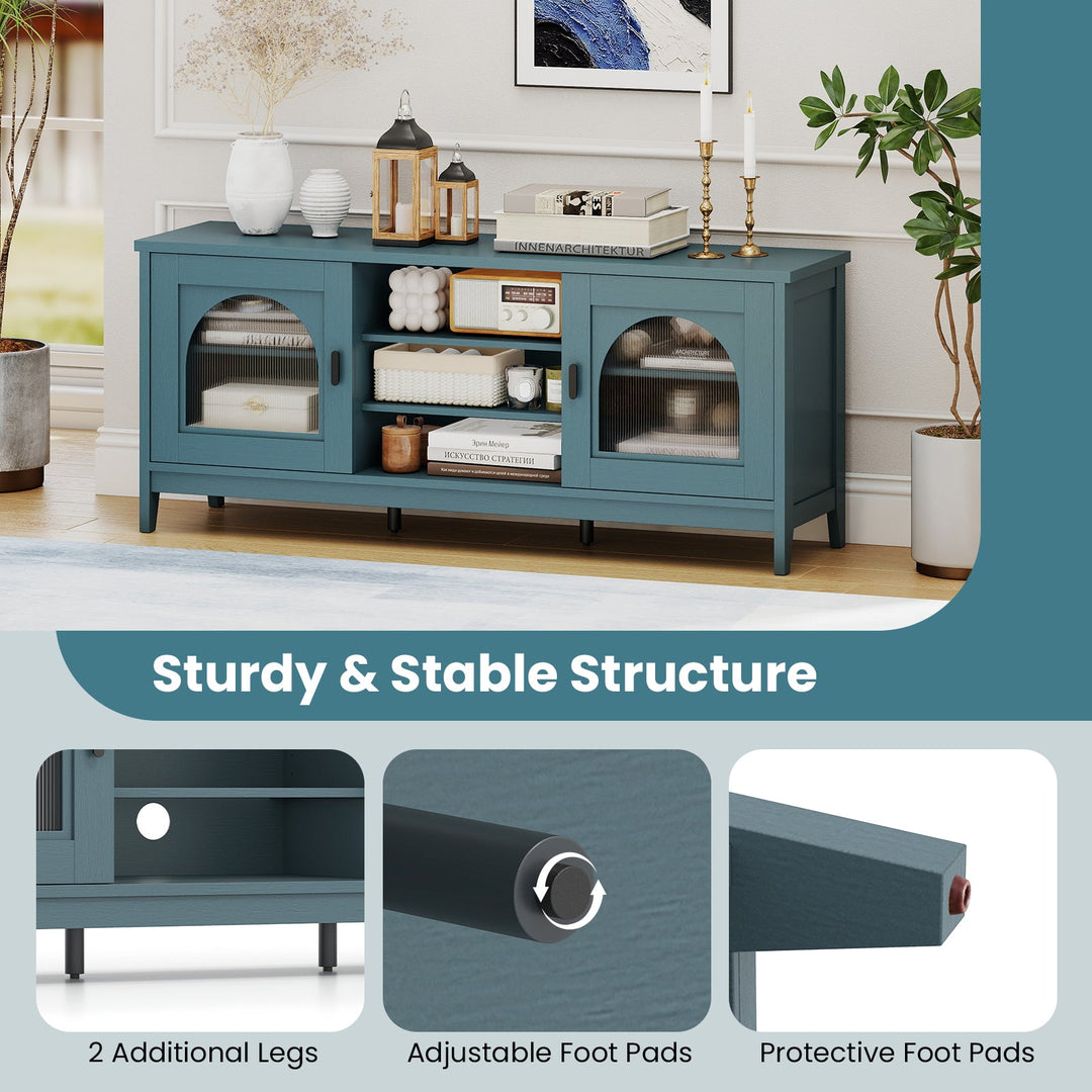 Modern Vintage TV Cabinet with Adjustable Shelves and 2 Cable Holes for TVs up to 65 Inches
