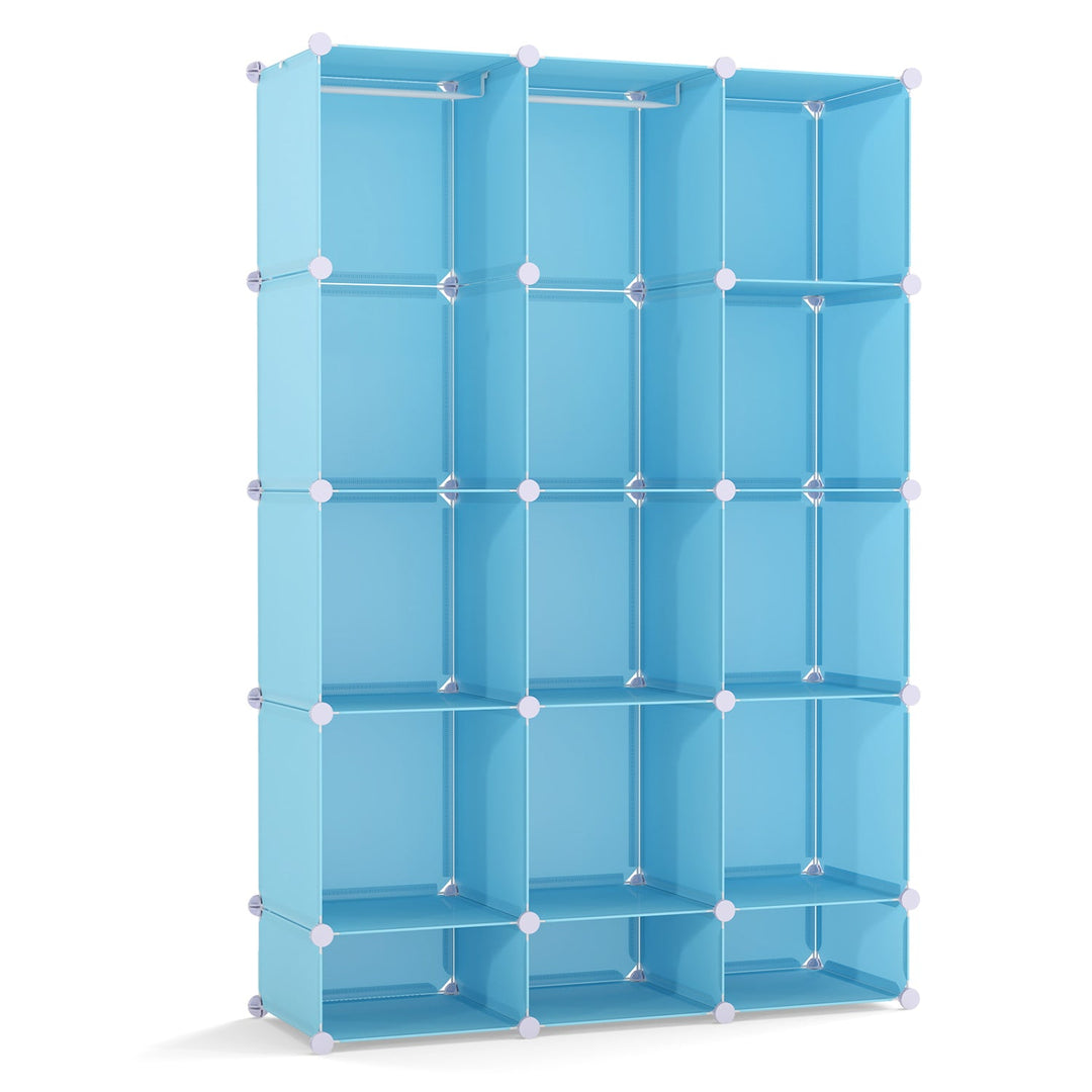 13-Cube Modular Kids Wardrobe with Hanging Rod and Shelves