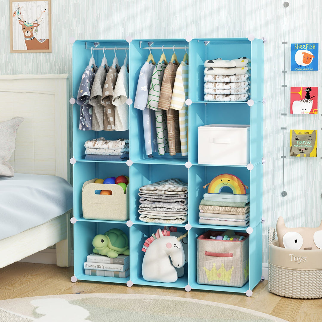 Modular Kids Wardrobe with 10 Cubes & Hanging Rod