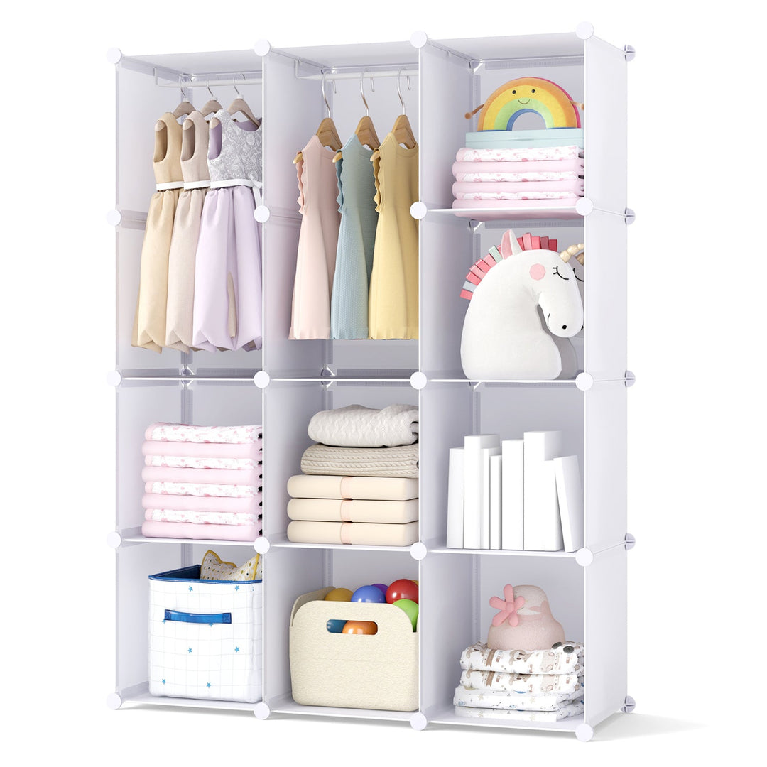 Modular Kids Wardrobe with 10 Cubes & Hanging Rod