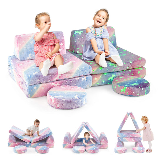 Modular Kids Play Couch Set Glow in the Dark with Portable Handles-Color