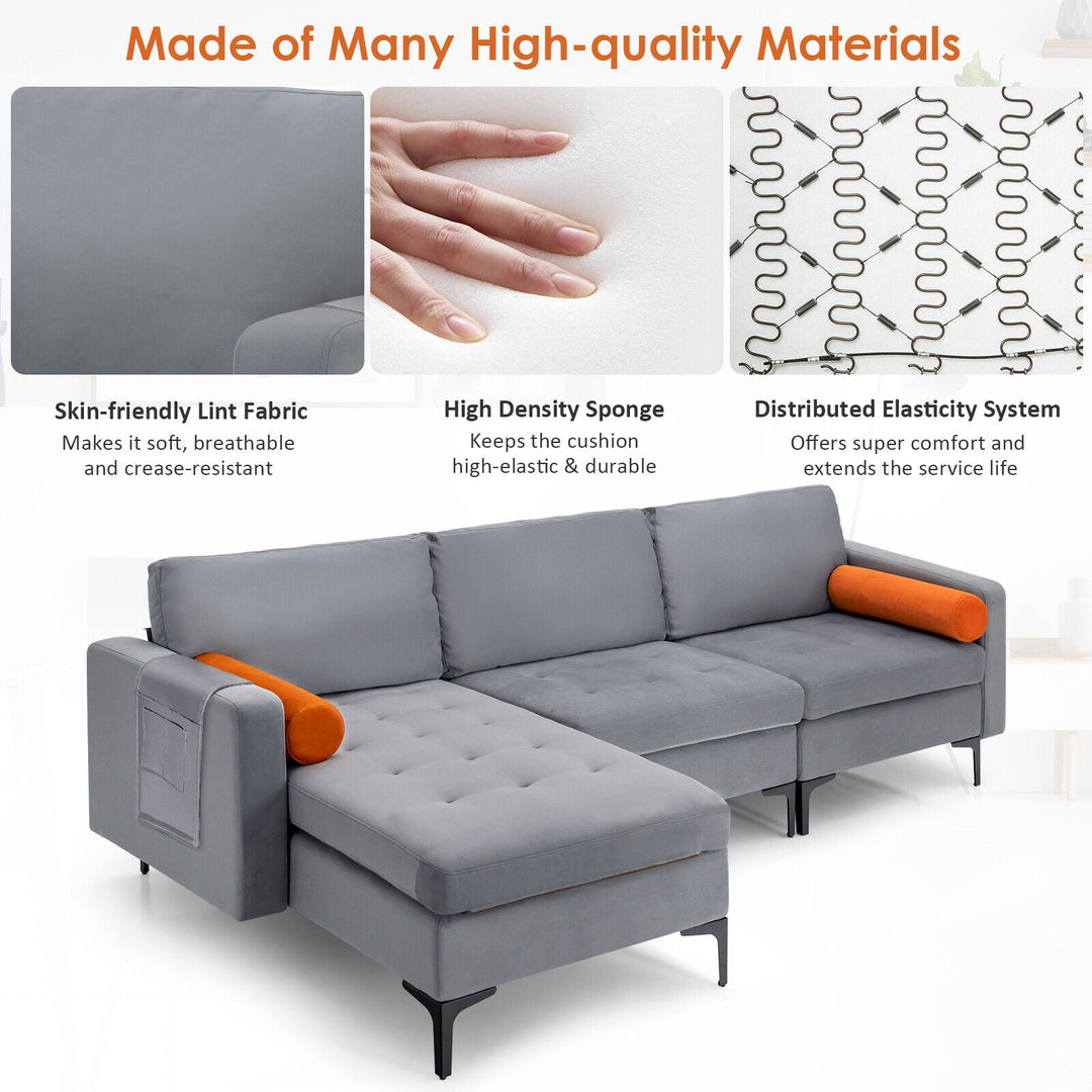3-Seat L-Shaped Sectional Sofa with USB Ports & Storage