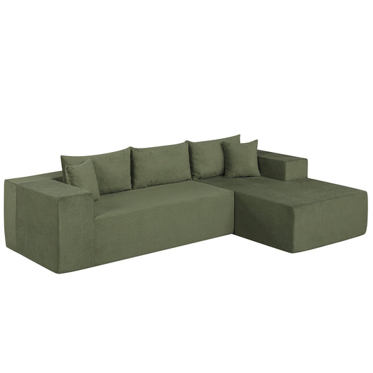 Modular Sectional Sofa Corduroy Upholstered L-shaped Sofa Couch with Deep Seats