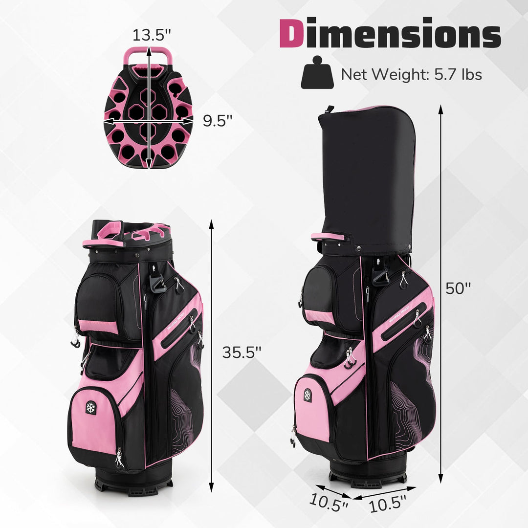 Molded Lock Top Golf Cart Bag with 14-Way Full Length Dividers and 11 Pockets