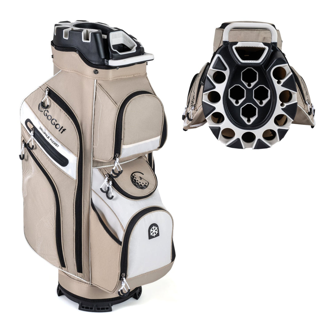 Molded Lock Top Golf Cart Bag with 14-Way Full Length Dividers and 11 Pockets