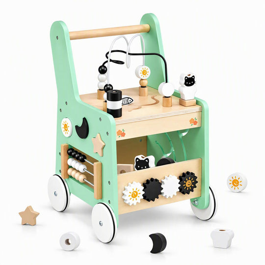 Montessori Push Walker for Boys Girls Learning to Walk with Sensory Hand-on Games