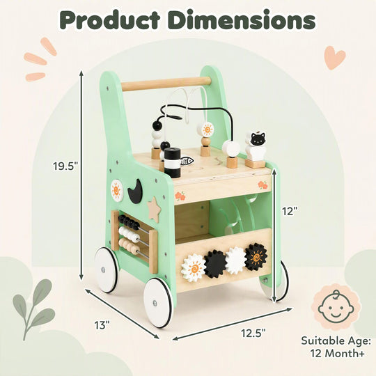 Montessori Push Walker for Boys Girls Learning to Walk with Sensory Hand-on Games