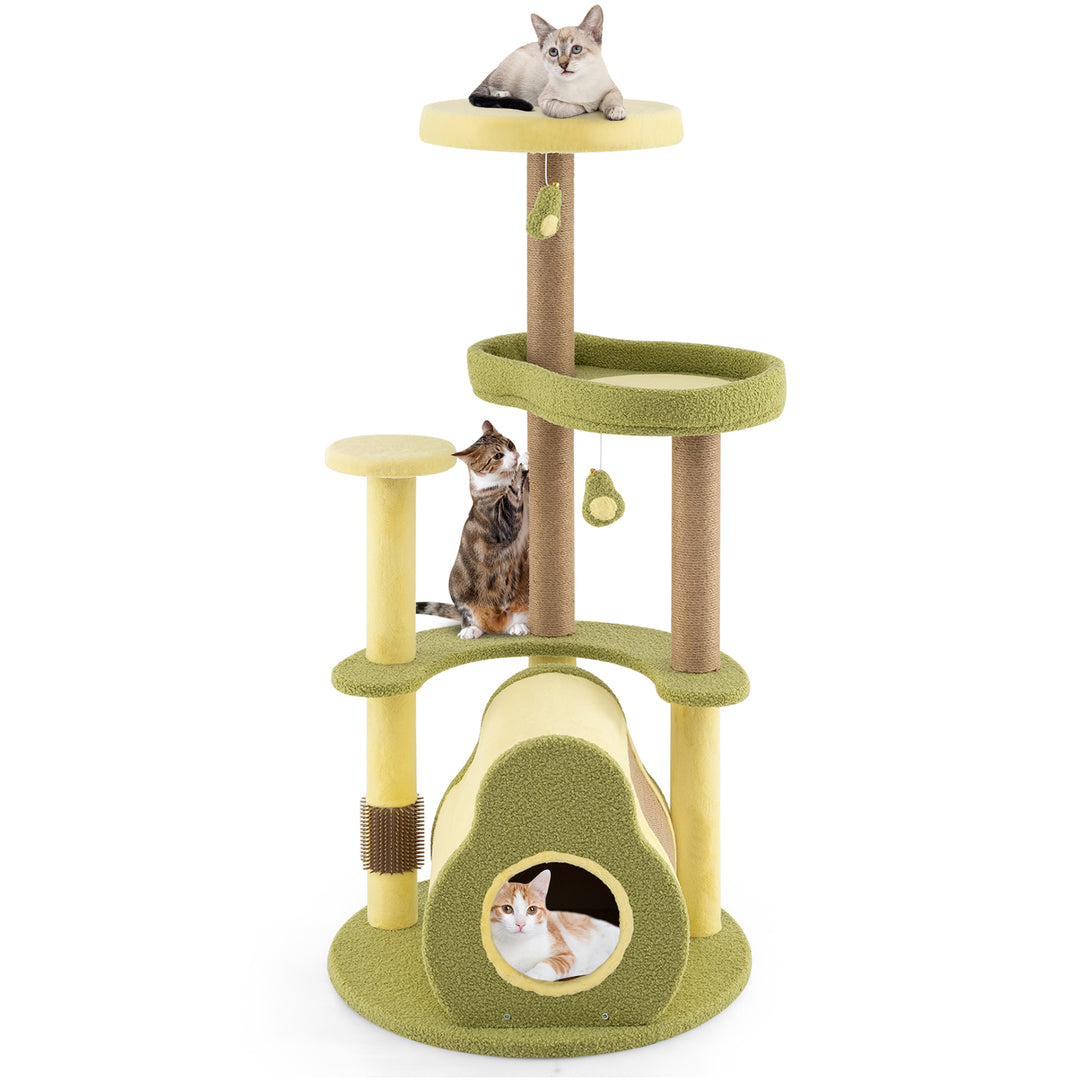 Freestanding Multi-level Avocado Cat Tower with Private Condo-Green