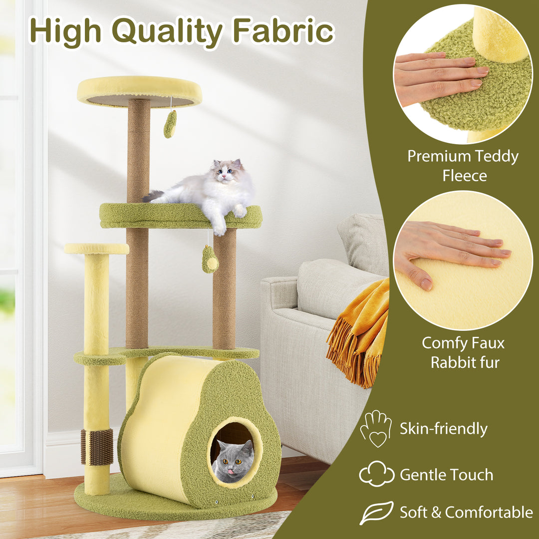 Freestanding Multi-level Avocado Cat Tower with Private Condo-Green