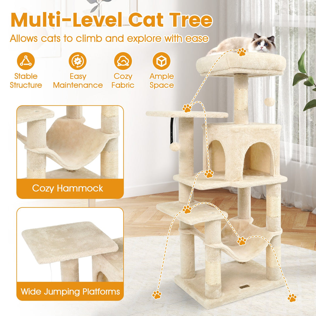 Multi-Level Cat Tower with 2-Door Condo and Padded Top Perch