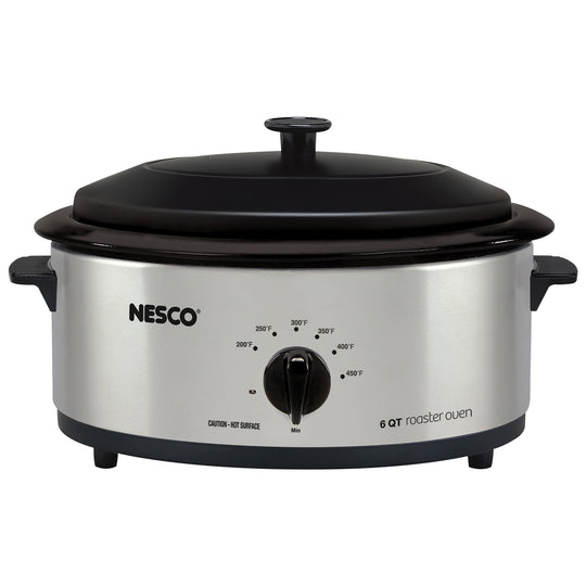 NESCO 6-Qt. Roaster Oven with Porcelain Cookwell, 750W, Silver