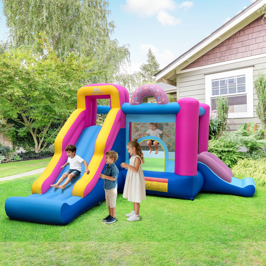 Inflatable Bounce House with Slides and Basketball Hoop (without Blower)