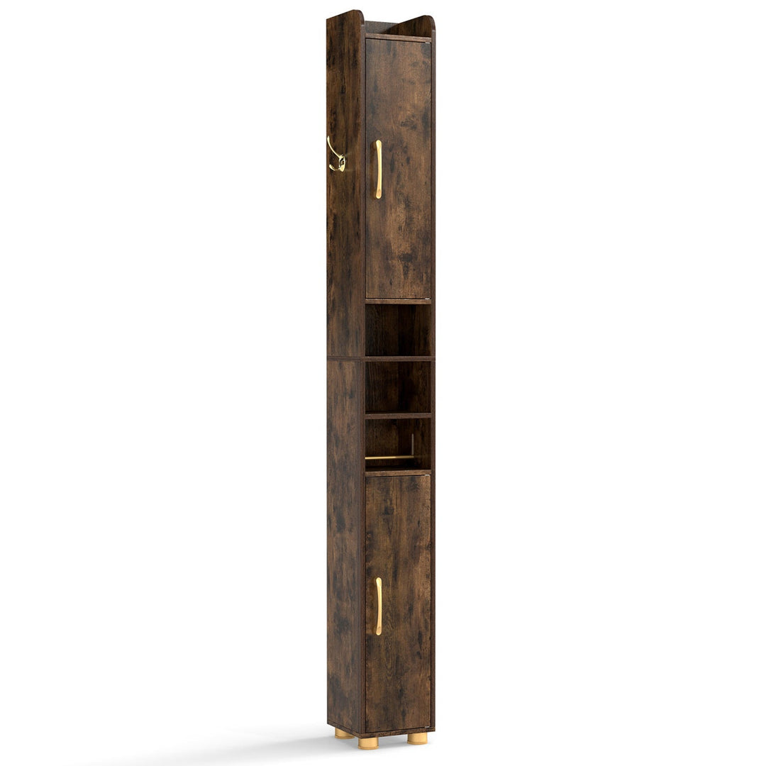 Narrow Bathroom Storage Cabinet with Shelves & Paper Holder