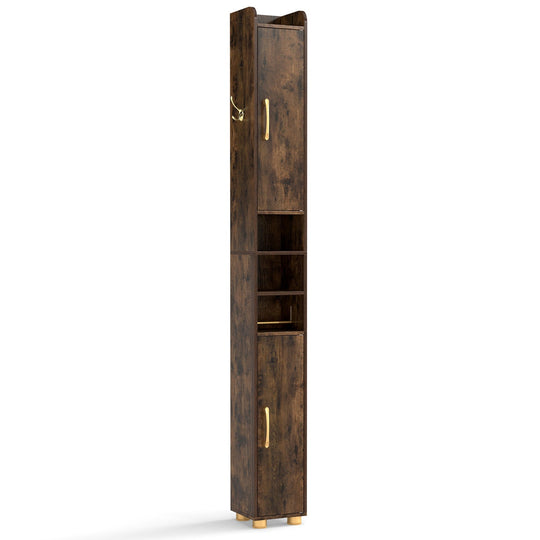 Narrow Bathroom Storage Cabinet with Shelves & Paper Holder