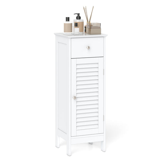 Narrow Bathroom Storage Cabinet with Adjustable Shelf & Drawer