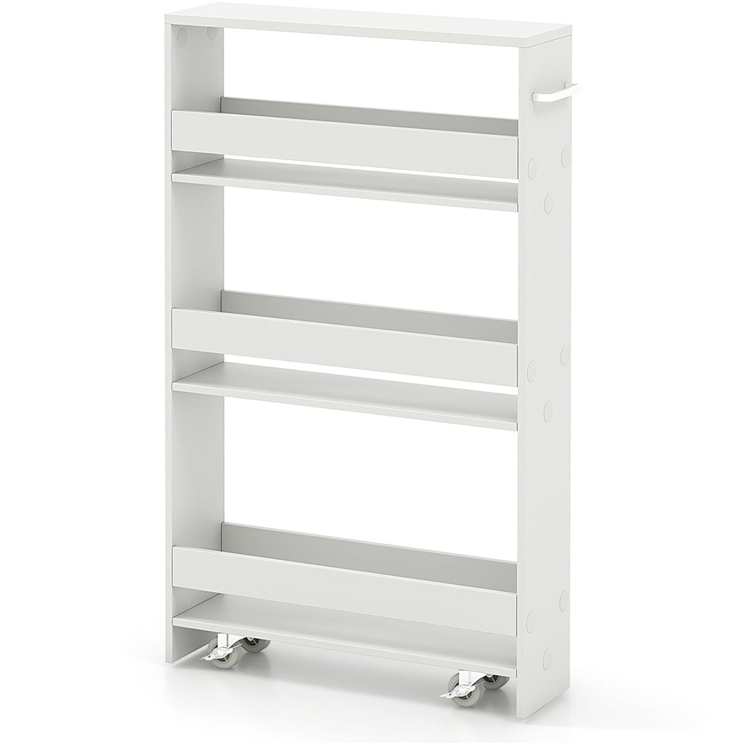 Rolling Kitchen Slim Storage Cart Mobile Shelving Organizer with Handle