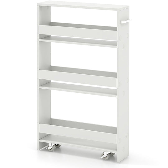 Rolling Kitchen Slim Storage Cart Mobile Shelving Organizer with Handle