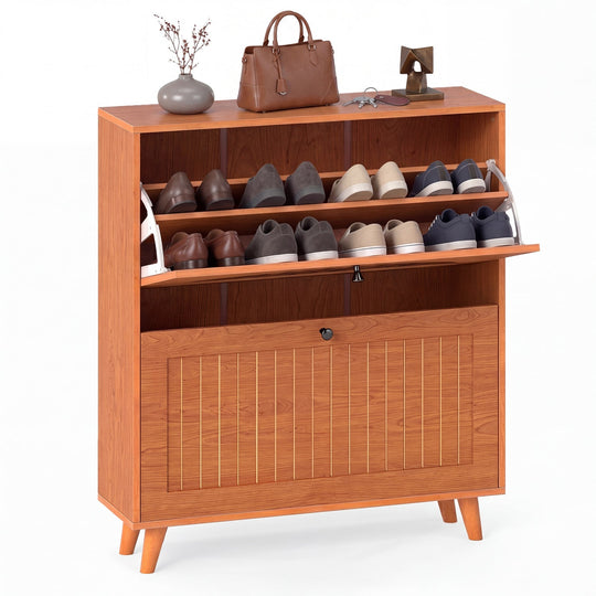 Narrow Shoe Cabinet with Adjustable and Removable Shelves for Entryway Foyer