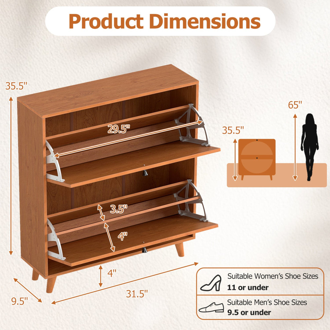 Narrow Shoe Cabinet with Adjustable and Removable Shelves for Entryway Foyer
