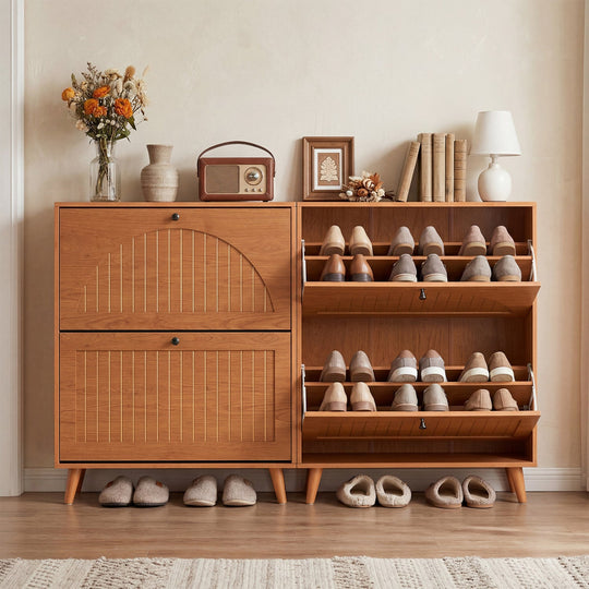 Narrow Shoe Cabinet with Adjustable and Removable Shelves for Entryway Foyer