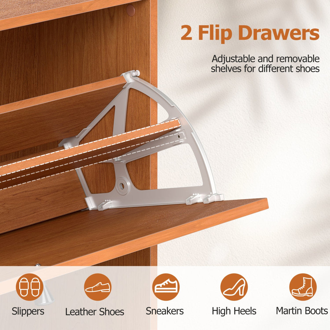 Narrow Shoe Cabinet with Adjustable and Removable Shelves for Entryway Foyer