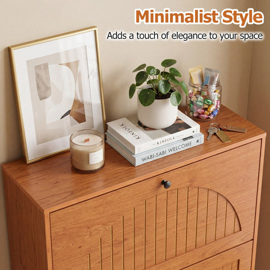 Narrow Shoe Cabinet with Adjustable and Removable Shelves for Entryway Foyer