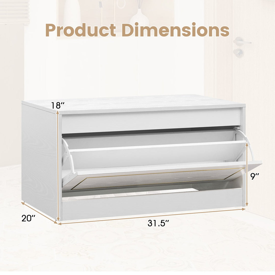 Narrow Shoe Cabinet with Flip Drawer and Adjustable Shelf