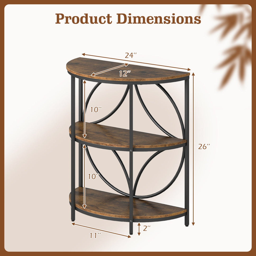 Narrow Side Table with Study Metal Frame and Storage Shelves
