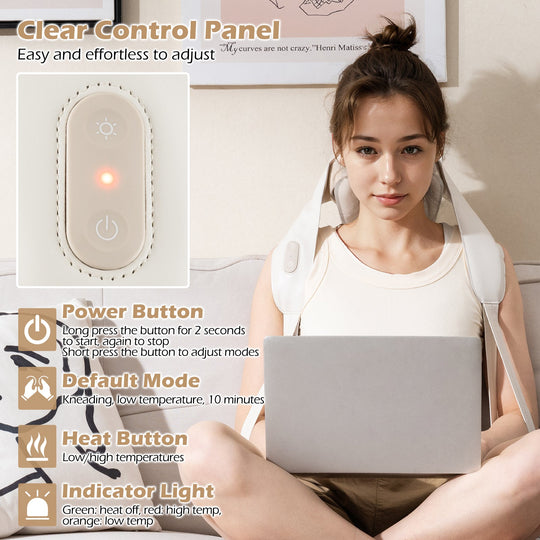 Neck Shoulder Massager with 2 Heat Levels for Pain Relief